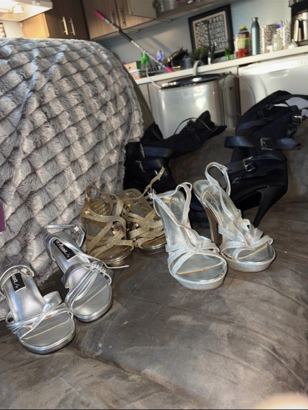 Women’s Silver Strappy High Heel Sandals - Elegant Evening Shoe- another bundle